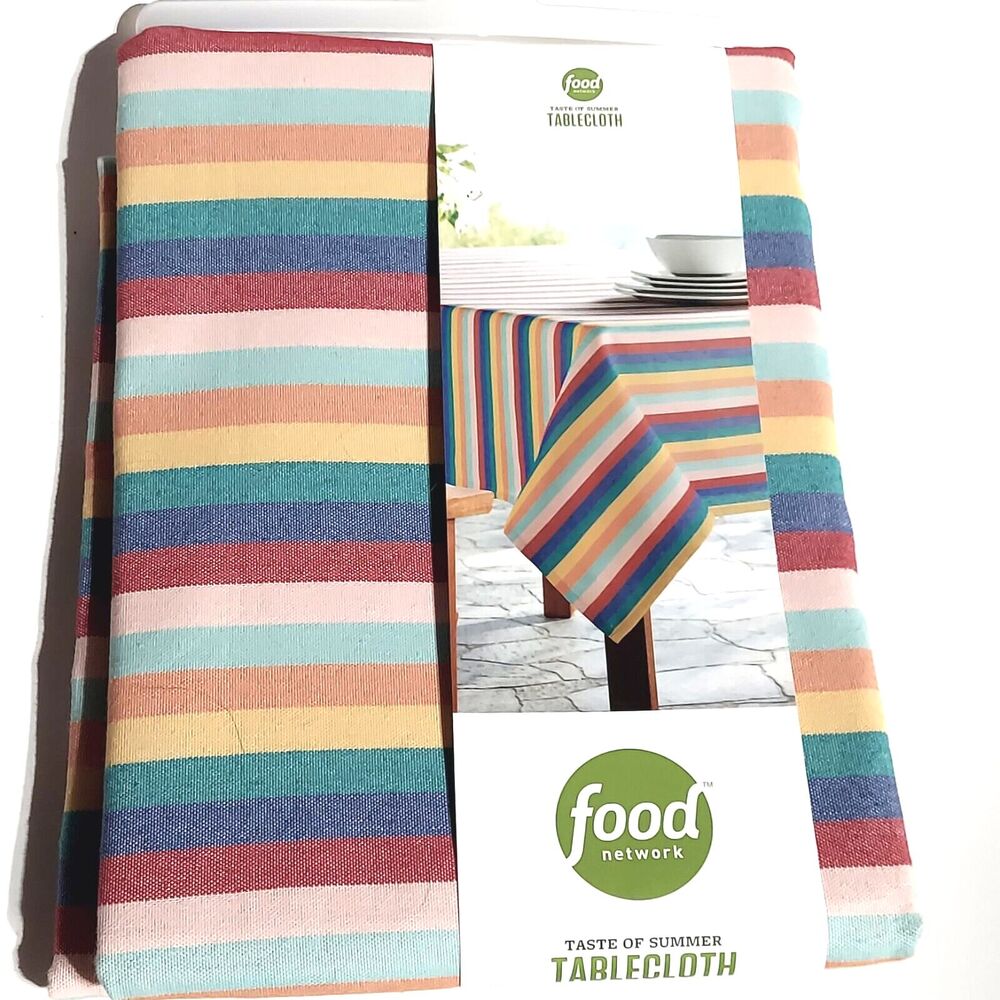 FOOD NETWORK Colorful Tablecloth OBLONG 60"X84" - NWT Spring Summer Colors